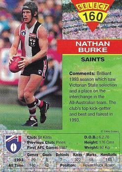 1994 Select AFL #160 Nathan Burke Back